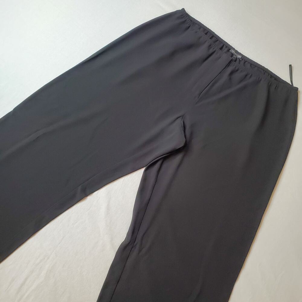 Eileen Fisher Women's Size L Wide Leg Cropped Silk Pants Black